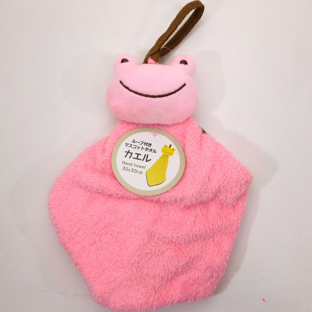 衣料 ハンカチ タオル ループ付マスコットタオル カエル ピンク 100均商品で経費削減 ぱちぱち通販 衣料 ハンカチ タオル ループ付マスコットタオル カエル ピンク 100均商品で経費削減 ぱちぱち通販