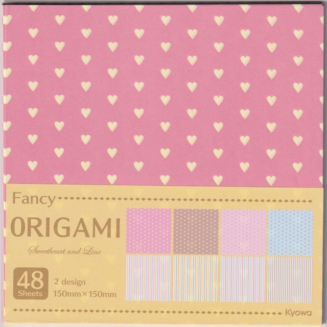 文具 学童文具 おりがみ 紙テープ ファンシーおりがみ ハートとライン 100均商品で経費削減 ぱちぱち通販