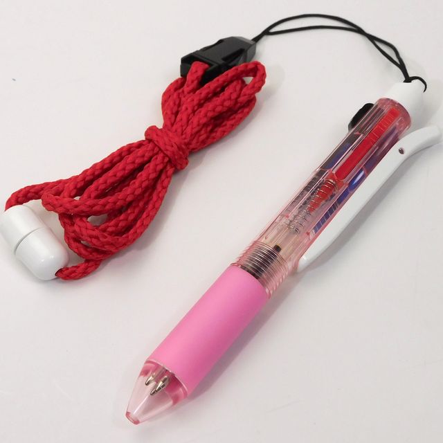 文具 シャープペンシル 多機能ペン ３色ボールペン ネックストラップ ピンク 100均商品で経費削減 ぱちぱち通販