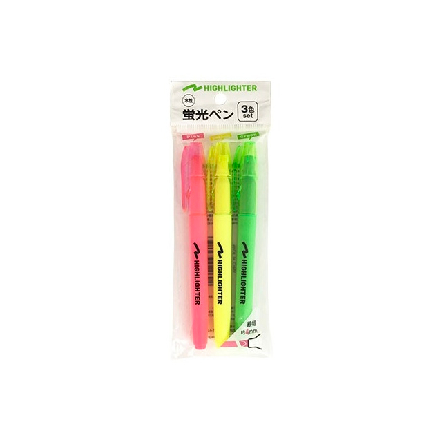 文具 事務用品 蛍光ペン マーカー 蛍光ペン３色セット 100均商品で経費削減 ぱちぱち通販